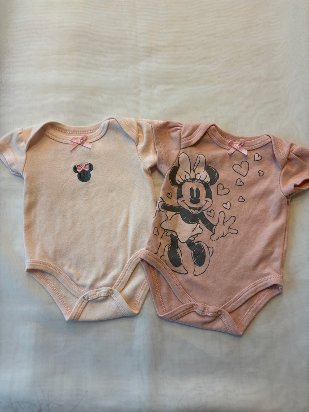 Disney Pink Minnie Mouse Baby One-Piece Bodysuit Duo